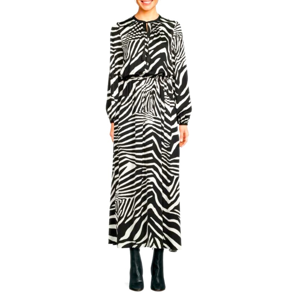 THE KOOPLES Zebra Print Maxi Dress Black and White Zebra Print Maxi Dress